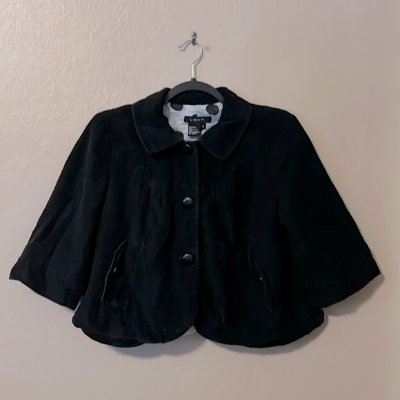 Light Jackets & Blazers - Light 100 % Cotton Black Corduroy Cropped Cape Jacket S